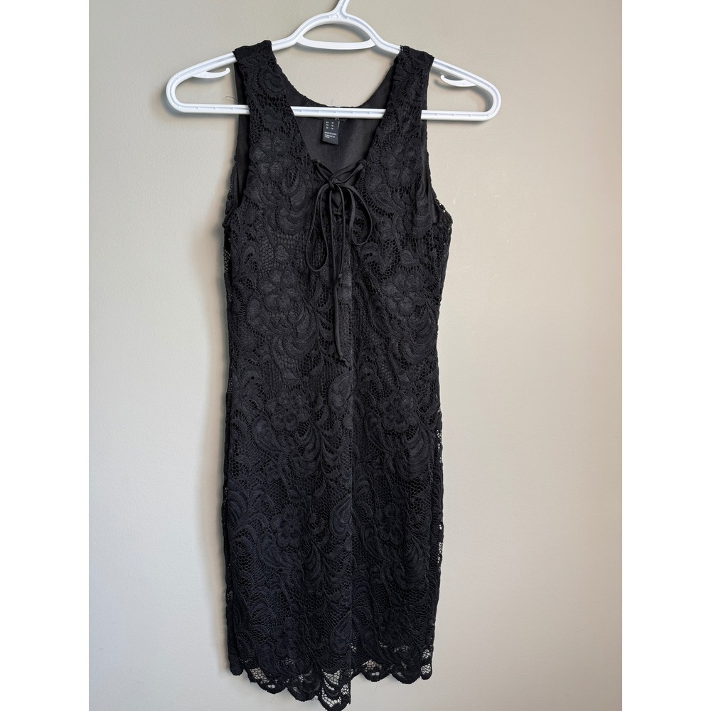 Streetwear Society Black Lace Knee Dress Medium Goth Grunge Coquette LBD Witchy